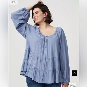 NEW! Torrid Tiered Button Babydoll Top